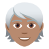 🧑🏽‍🦳 person: medium skin tone, white hair display on JoyPixels